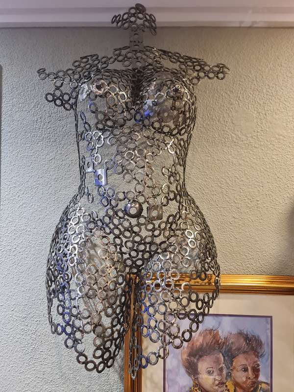 Welded Metal Washers Half Torso Sculpture
