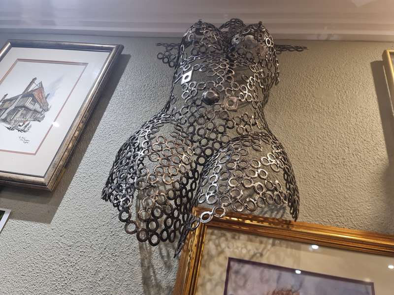 Welded Metal Washers Half Torso Sculpture