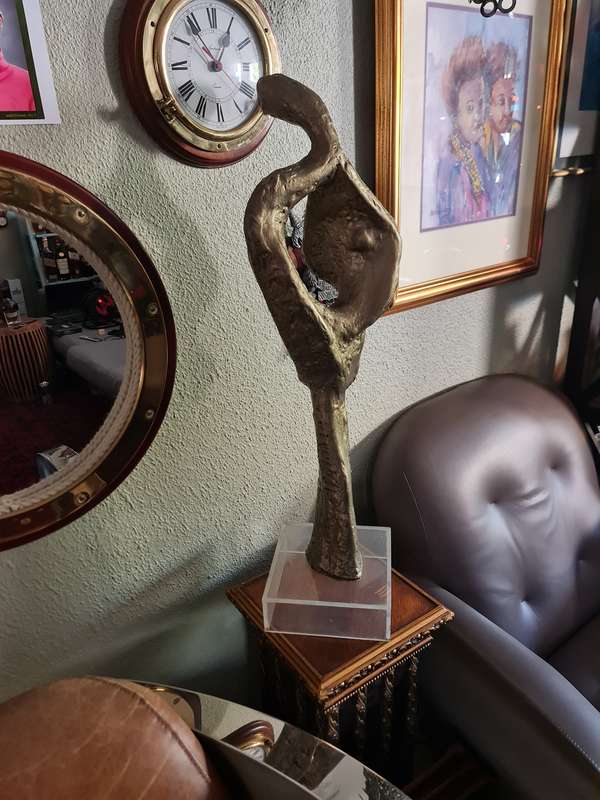 Esther Flowers Upright Plastered Bronze Sculpture
