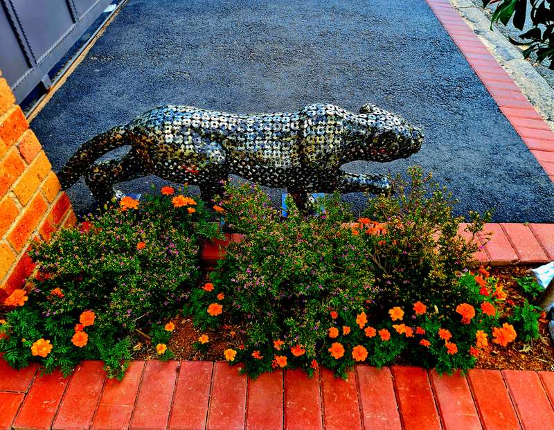 Leopard Metal Washers Sculpture