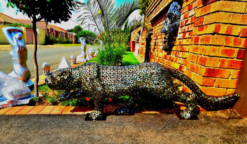 Leopard Metal Washers Sculpture