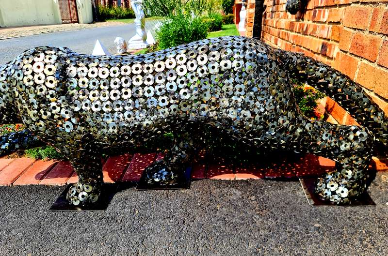 Leopard Metal Washers Sculpture