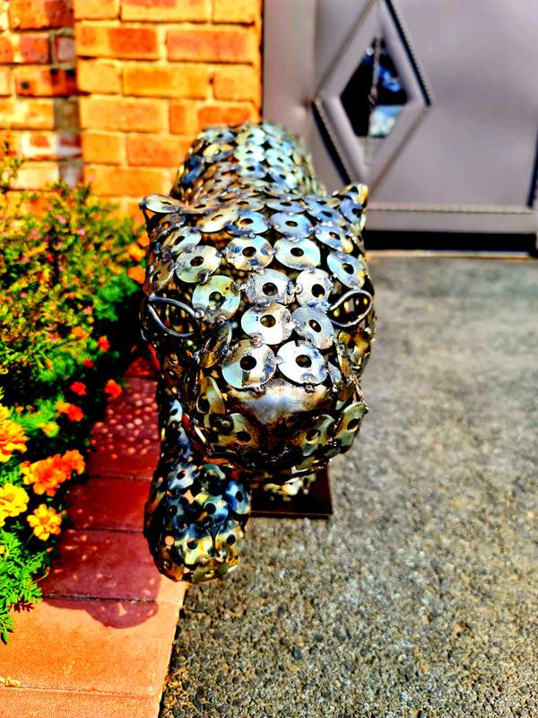 Leopard Metal Washers Sculpture