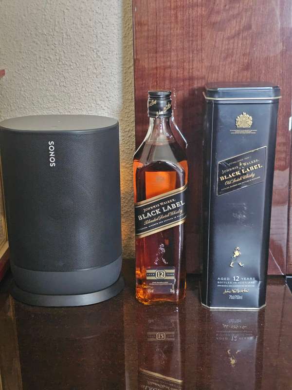 1990's Bottle of Johnnie Walker Black Label 12 Years Old in a Metal Tin