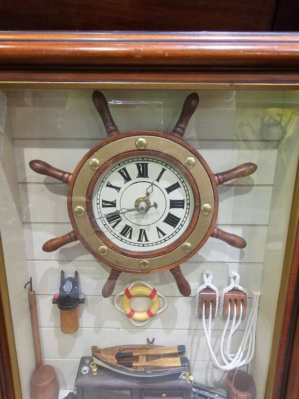 Ship Wheel Framed Clock