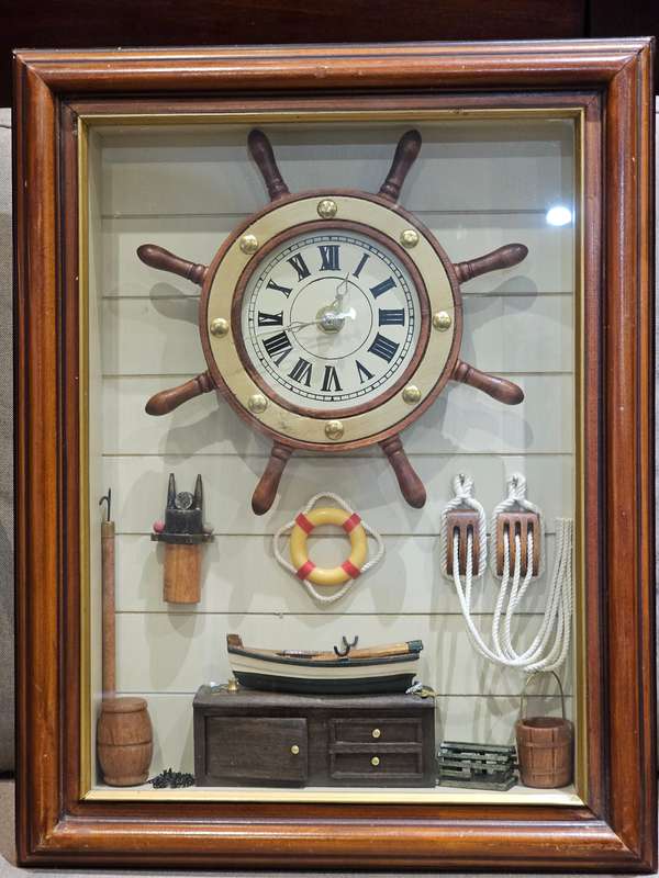 Ship Wheel Framed Clock