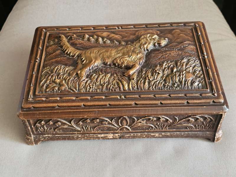 Vintage Syroco Cigar Humidor Wooden Box
