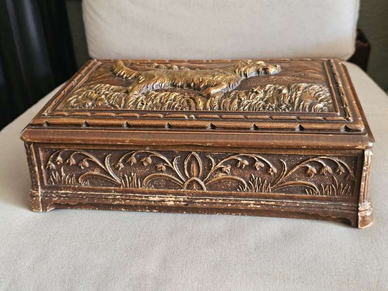 Vintage Syroco Cigar Humidor Wooden Box
