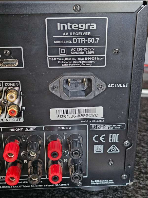 Integra DTR 50.7 AV Receiver - Faulty