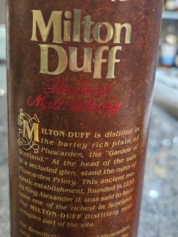 Milton Duff The Glenlivet 12 Year Old 1980s Single Malt Whisky