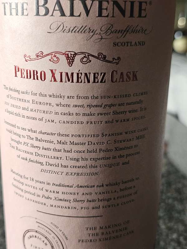 Balvenie 18 year Pedro Ximenez Cask Whisky