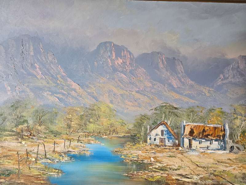 Mountainous Landscape Oil on Board