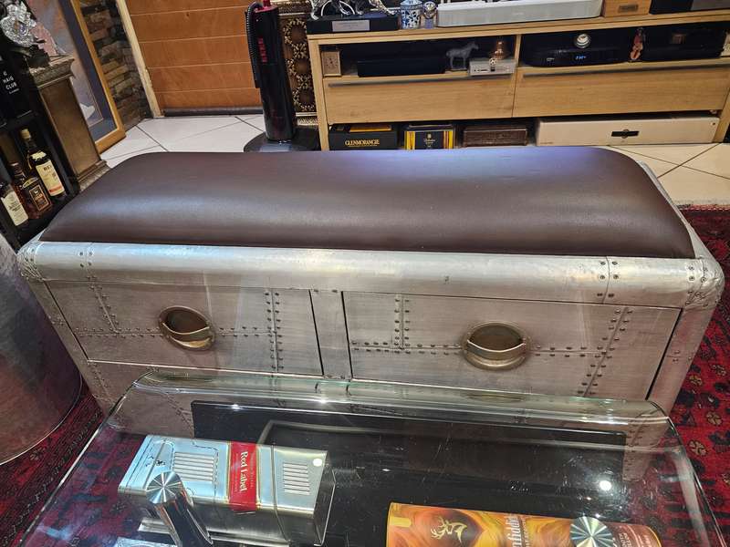 Aviator Style 2 Drawer Aluminium Bench