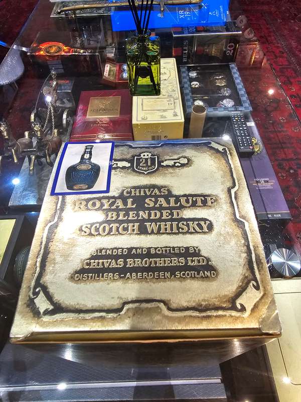 CHIVAS BROTHERS 21 YEAR OLD ROYAL SALUTE SCOTCH WHISKY - FULL AND SEALED - IN VELVET BAG WITH BOX