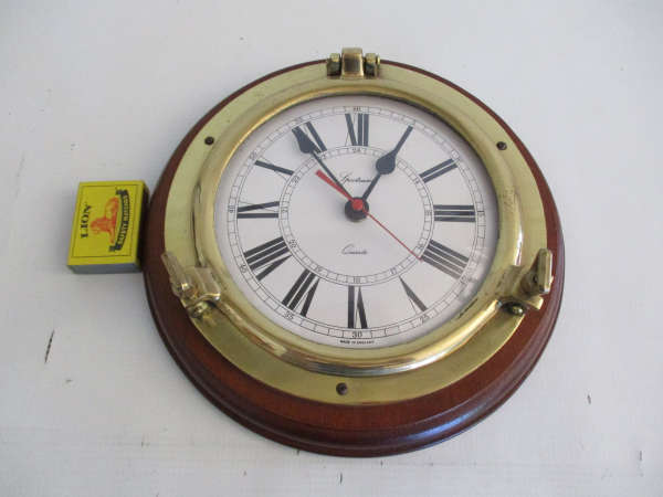 English Made Brass Porthole Ship Spectrum Clock