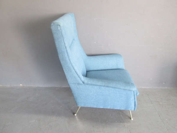 2x Blue Retro Style Upholstered Occasional Chairs
