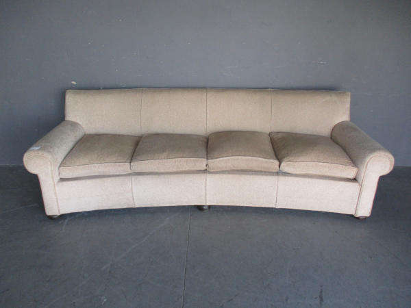Vintage Curved Linen 4 Seater Couch