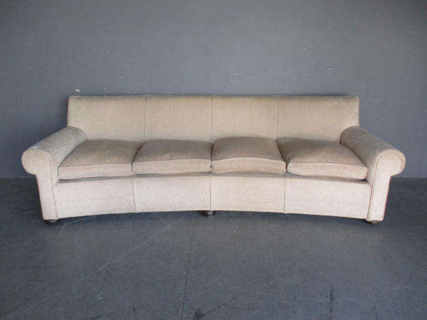 Vintage Curved Linen 4 Seater Couch