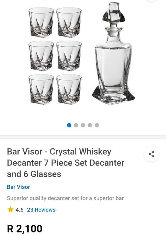 Bar Visor - Crystal Whiskey Decanter 7 Piece Set Decanter and 6 Glasses