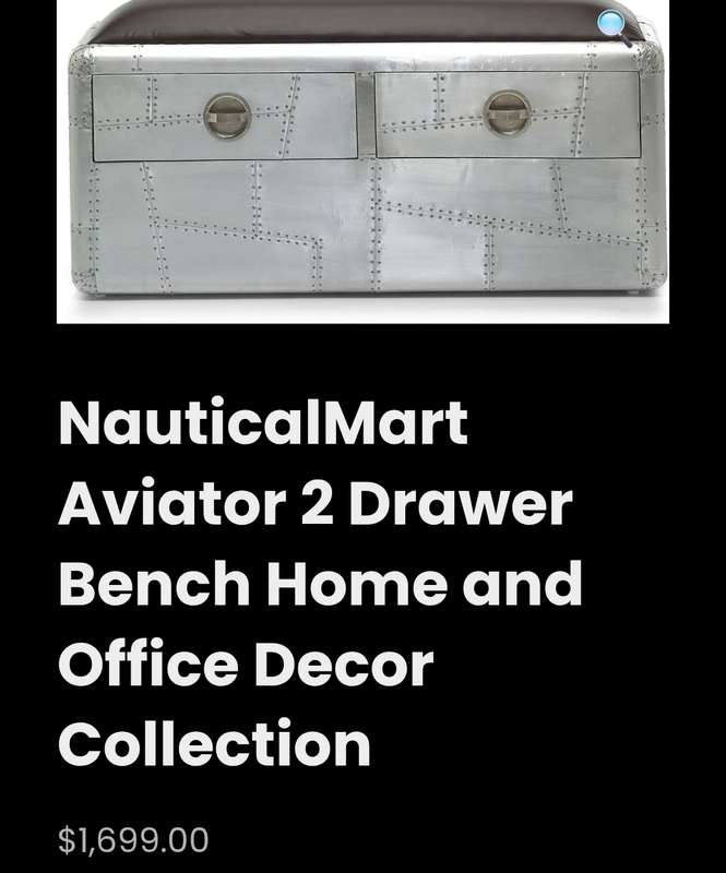Aviator Style 2 Drawer Aluminium Bench