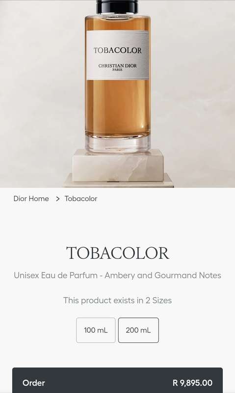 Christian Dior Tobacolor 200ml Perfume.