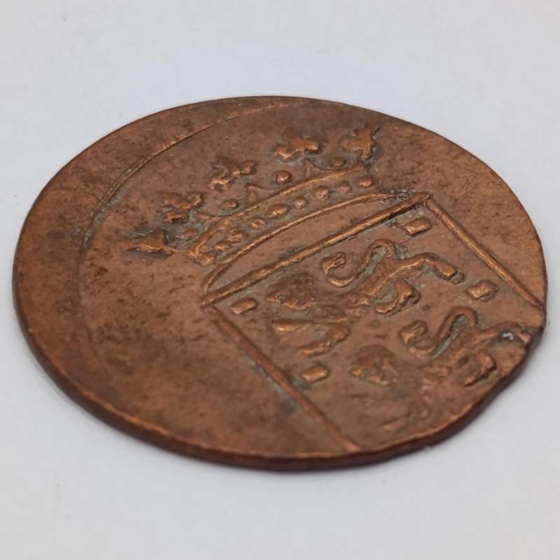 Netherlands 1792 VOC West Friesland duit - excellent and struck totally off centre
