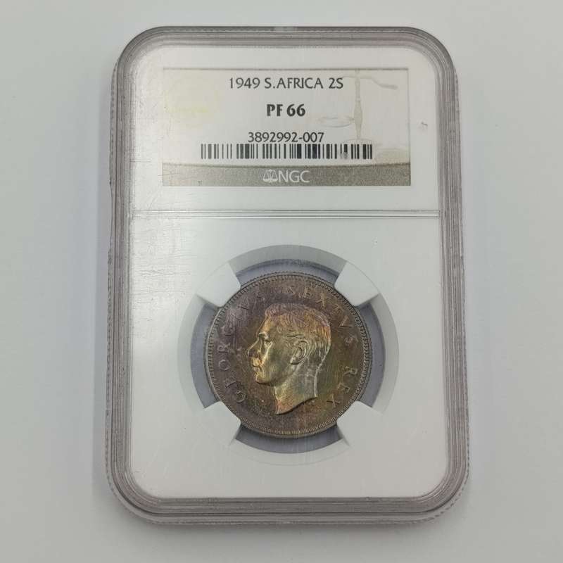 1949 SA Union Proof 2 shilling graded PF66 by NGC