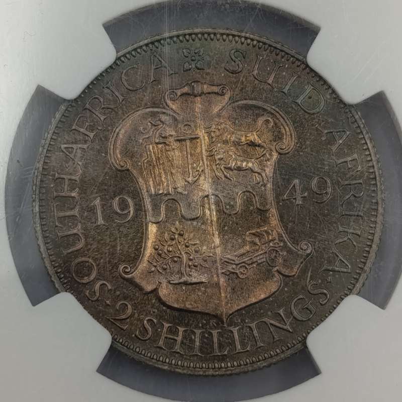 1949 SA Union Proof 2 shilling graded PF66 by NGC