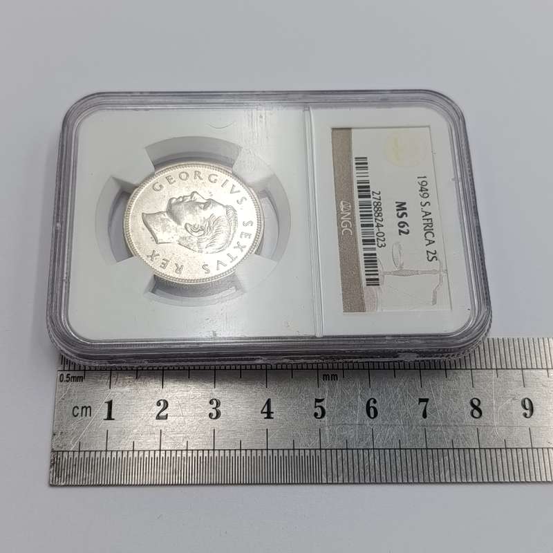 1949 SA Union 2 shilling graded MS62 by NGC