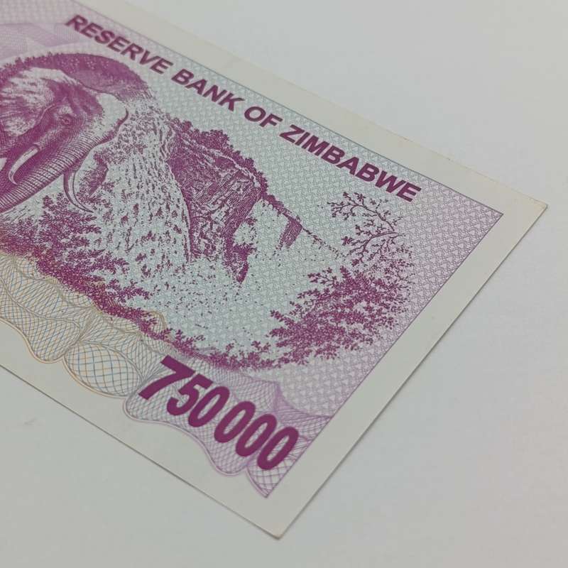 Zimbabwe 2007 issue bearer cheques 750 000 dollars - Double thick printing of serial numbers