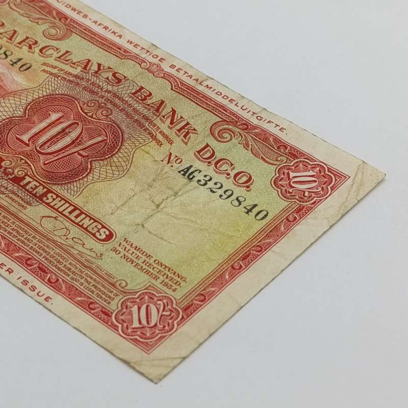 South West Africa Barclays Bank Ten Sjielings banknote