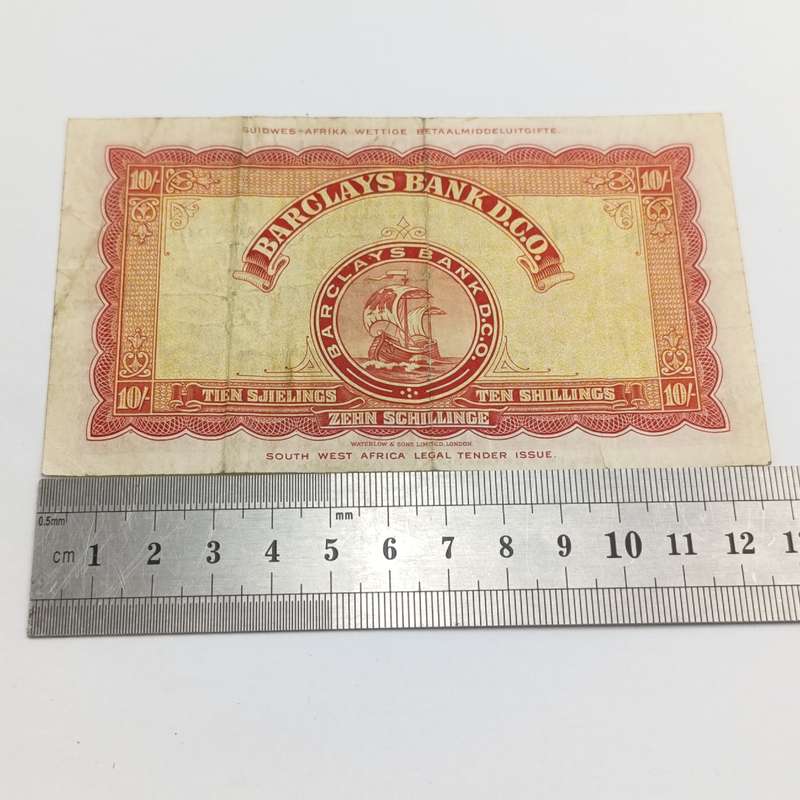 South West Africa Barclays Bank Ten Sjielings banknote