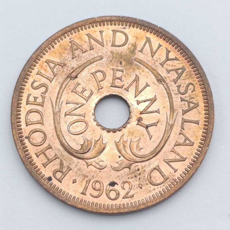 Rhodesia & Nyasaland 1962 one penny Brilliant uncirculated