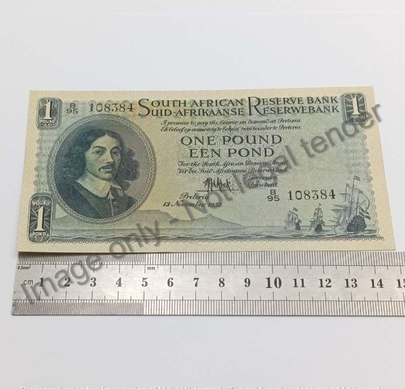 MH de Kock Banknote 1951 Uncirculated 3rd issue