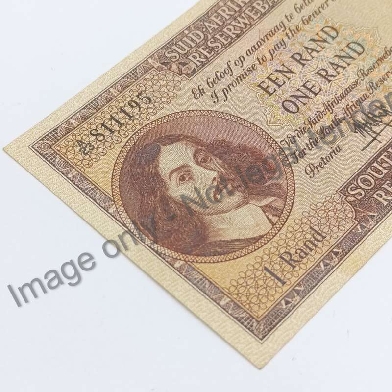 MH de Kock Banknote One Rand 1961 uncirculated with creases