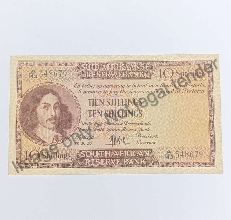 MH de Kock Banknote Ten Shillings 3rd issue - EF+/AU 1957