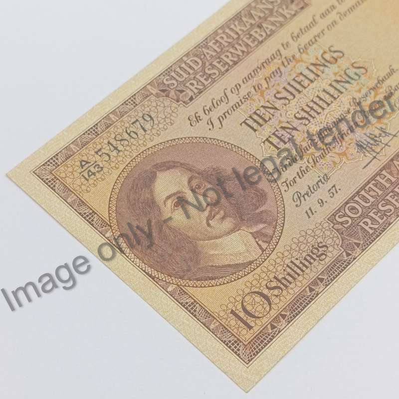 MH de Kock Banknote Ten Shillings 3rd issue - EF+/AU 1957