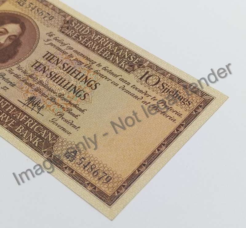 MH de Kock Banknote Ten Shillings 3rd issue - EF+/AU 1957