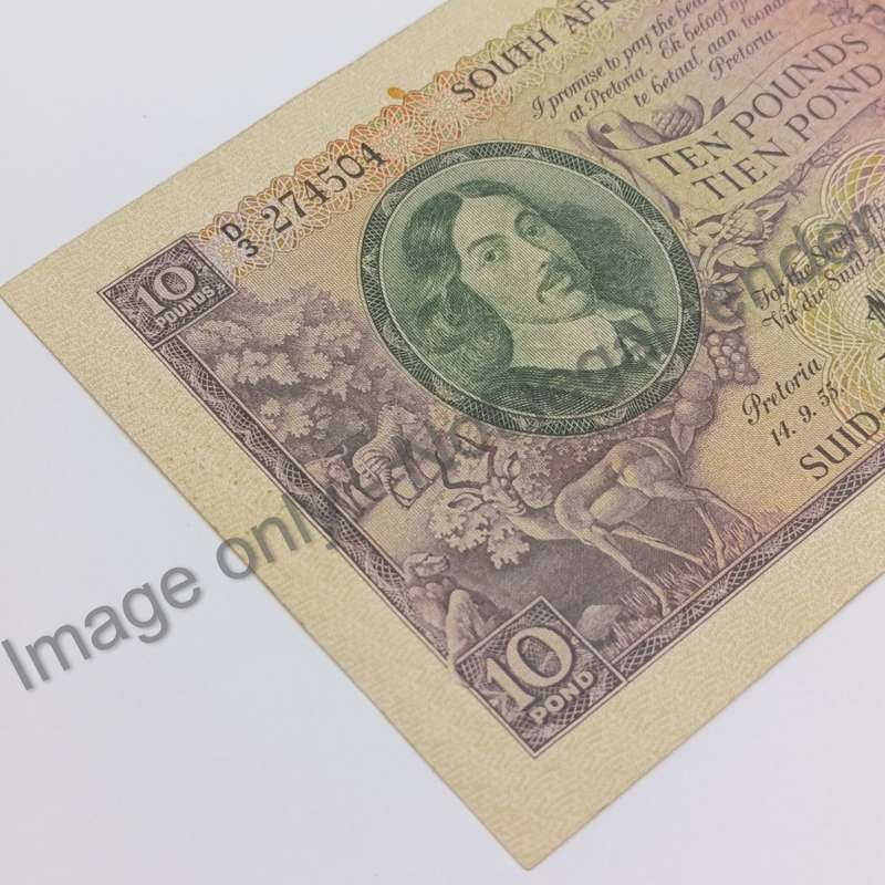 MH de Kock Banknote Ten Pounds 1955 AU