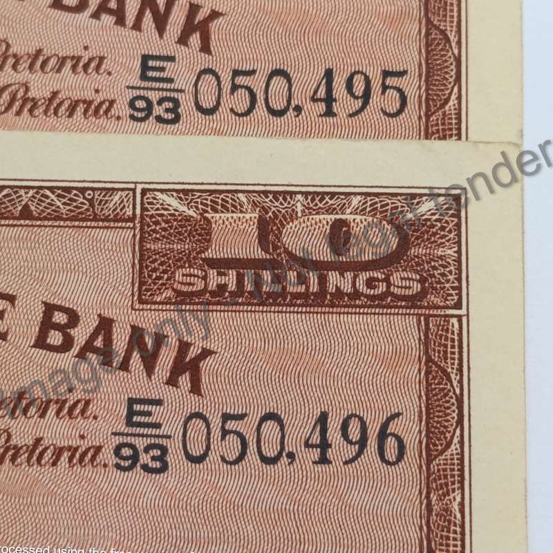 MH de Kock Banknote First Issue 1947 Pair uncirculated with consecutive Numbers