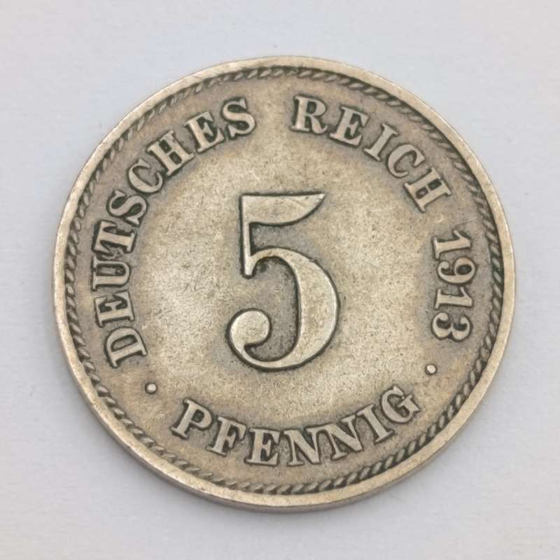 Germany Empire 1913 J Low mintage 5 pfennig