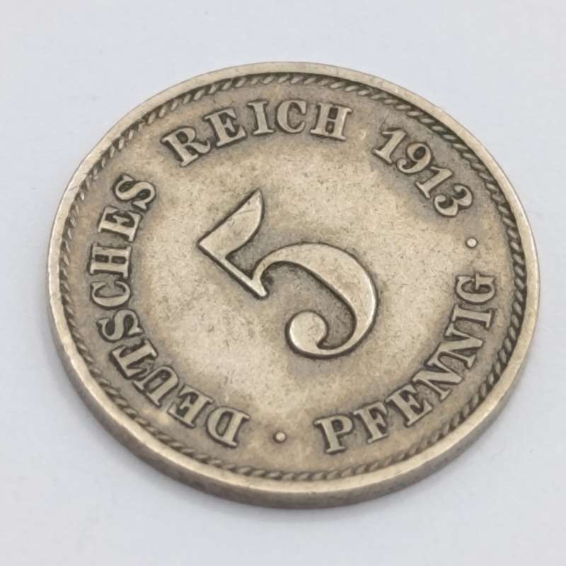 Germany Empire 1913 J Low mintage 5 pfennig