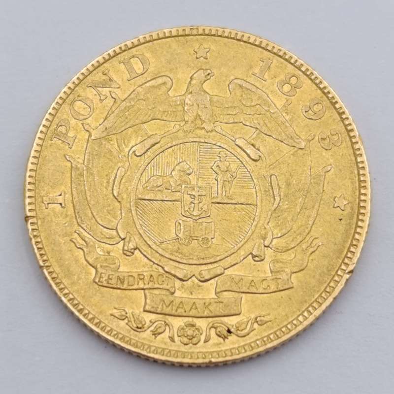 1893 ZAR gold Paul Kruger pond