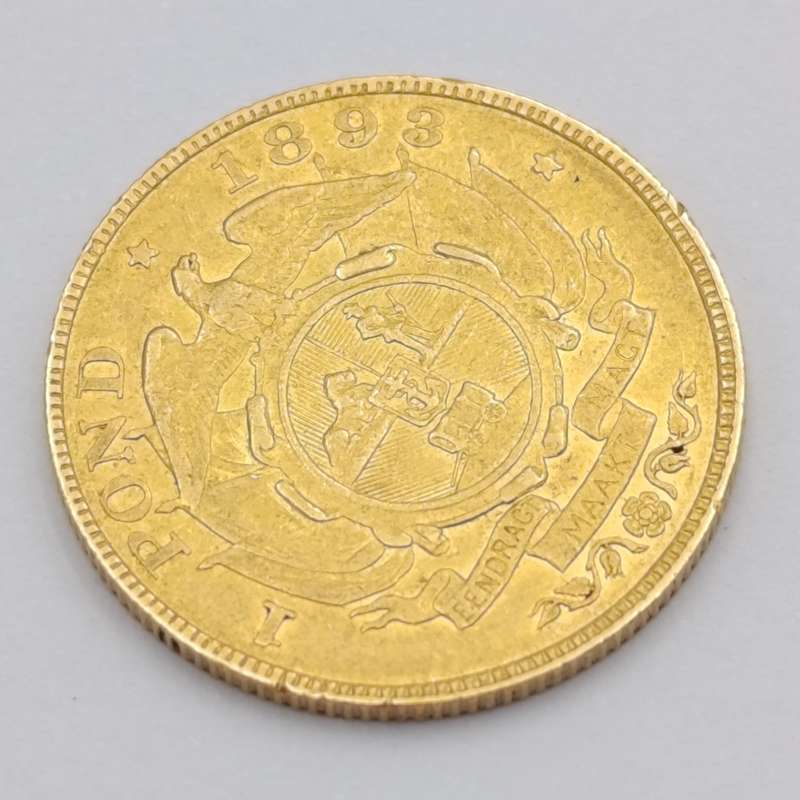 1893 ZAR gold Paul Kruger pond