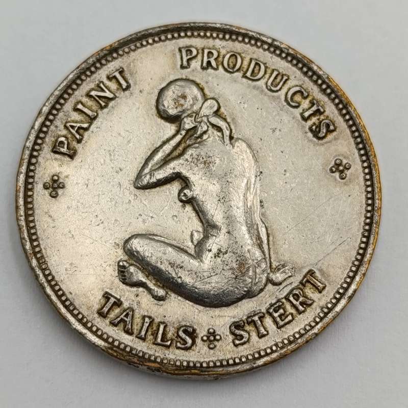 Spick & Span Heads/Tails paint products coin - variation on the parthenon paints token