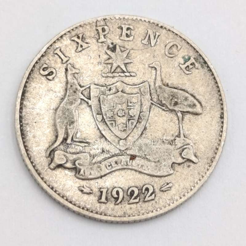 Australia 1922 silver 6 pence VF