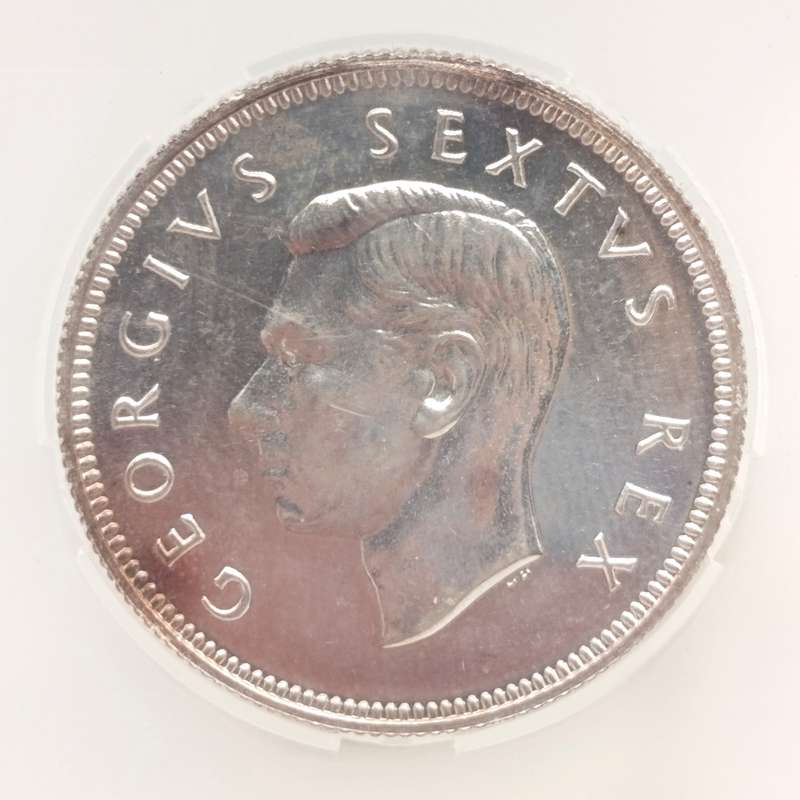1949 South Africa Proof 2 shilling - mintage only 800 Graded proof 65