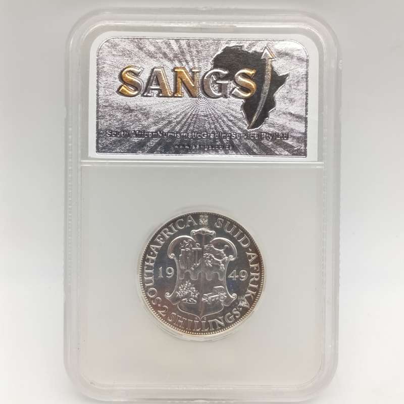 1949 South Africa Proof 2 shilling - mintage only 800 Graded proof 65