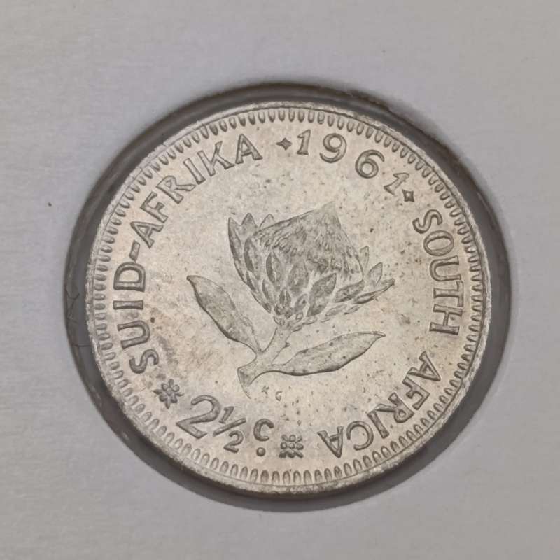 Set of RSA 1961 to 1964 silver 2 1/2 cent tickeys - uncirculated