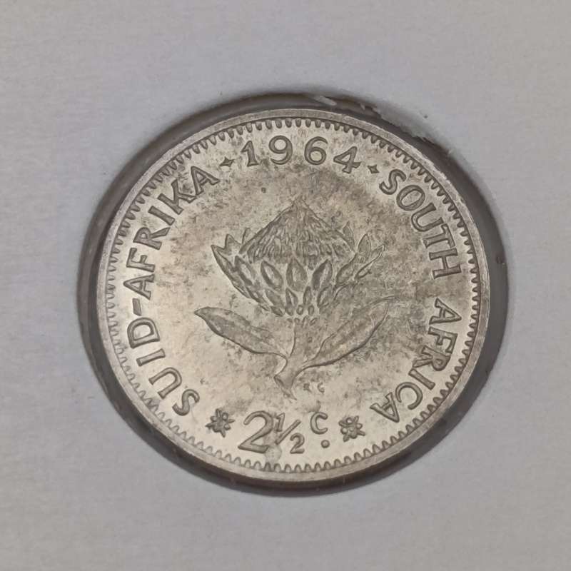 Set of RSA 1961 to 1964 silver 2 1/2 cent tickeys - uncirculated